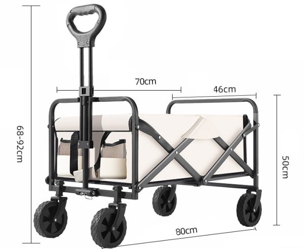 Outdoor camping cart, household shopping cart(large wheel - 8-inch rubber universal wheel - no brake)